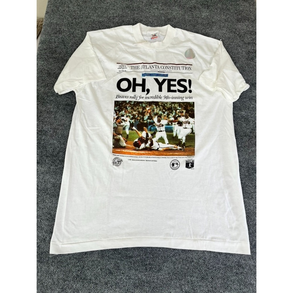 Atlanta Braves‎ Mens T-Shirt White Fruit Of The Loom Graphic VTG NWT SIZE XL